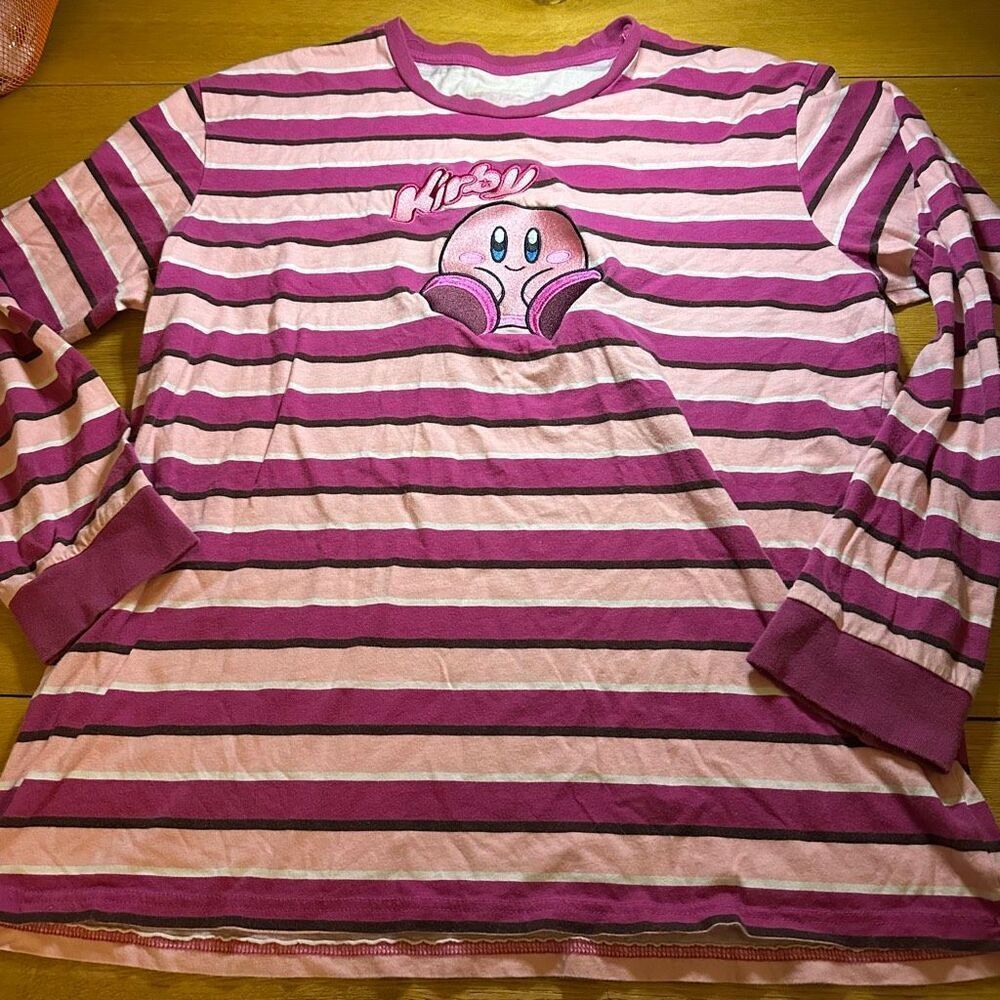 Box Lunch Nintendo Kirby stitch rugby long sleeve large